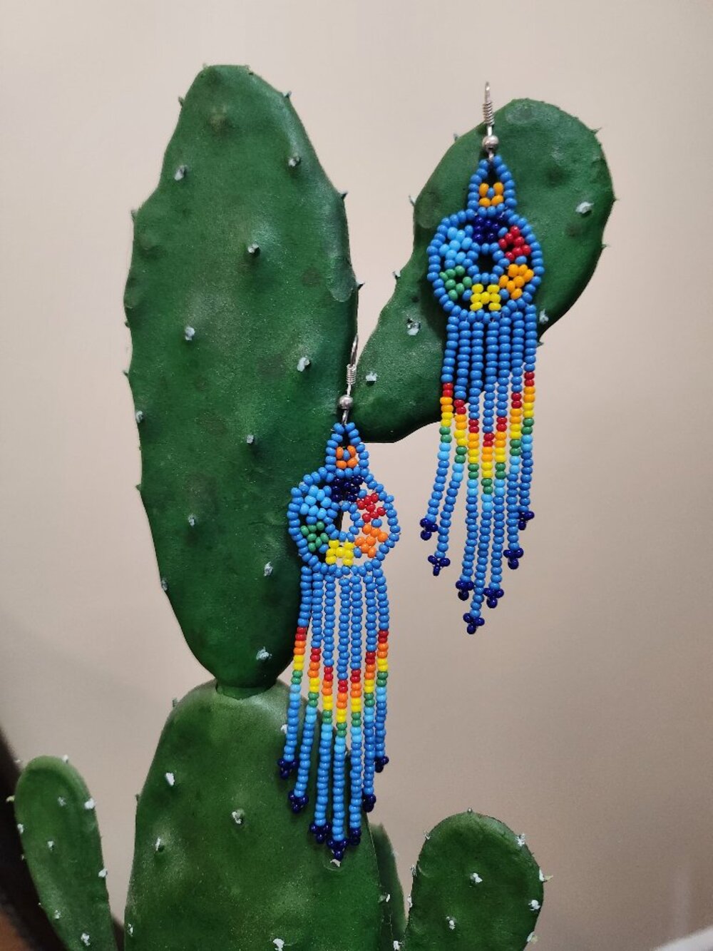 3” Handmade Multicolor Beaded Earrings
